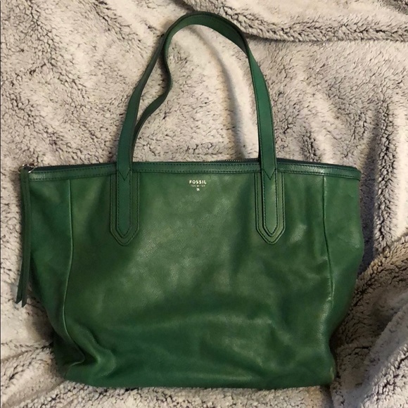 Fossil Handbags - Green Leather Sydney Shopper Fossil Bag